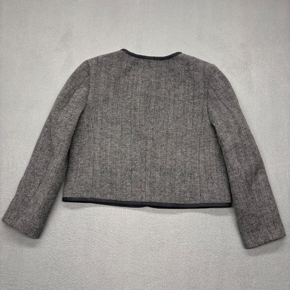 J. Crew NWT Herringbone Cropped Blazer Jacket Heathered Grey Size 12P Career - Picture 9 of 11